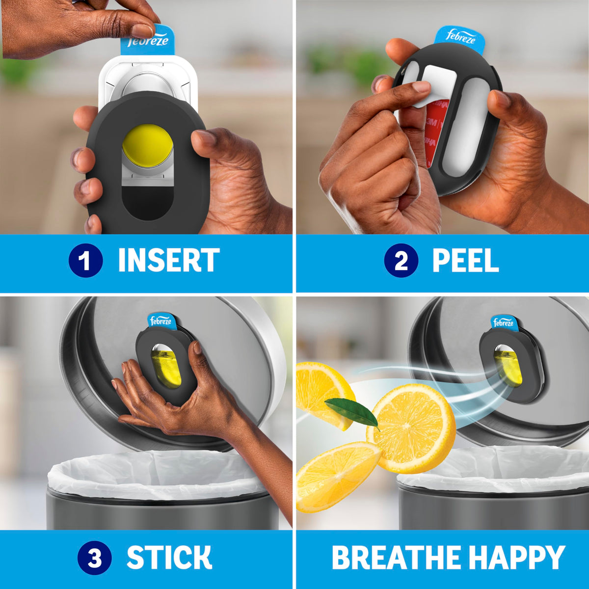 Can Air Freshener Stick-On Deodorizer, 2 Holders + 2 Refills I9559