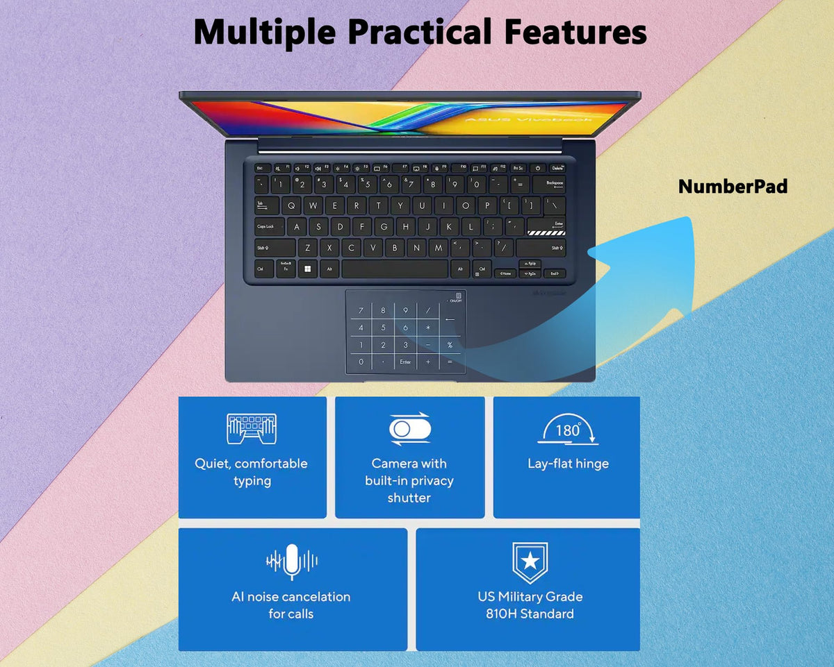 14" FHD Laptop, 13th Gen Intel Core i7, 12GB RAM, 512GB SSD, Windows 11 K78357
