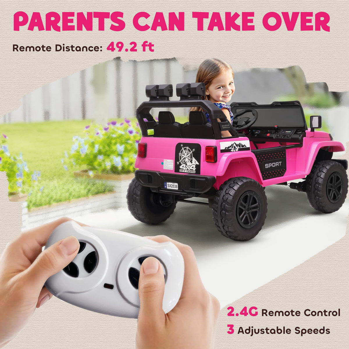 24V 2-Seater Kids Ride on Truck Car Pink O370