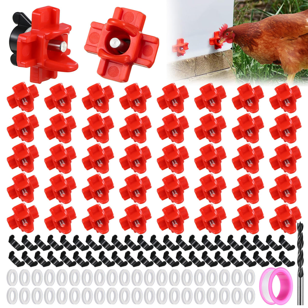 40 Pcs Chicken Waterer Nipples with Drill Bit V2121
