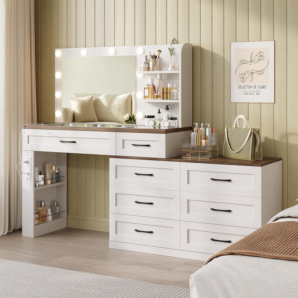 Antique White 6-Drawer Vanity Desk N776