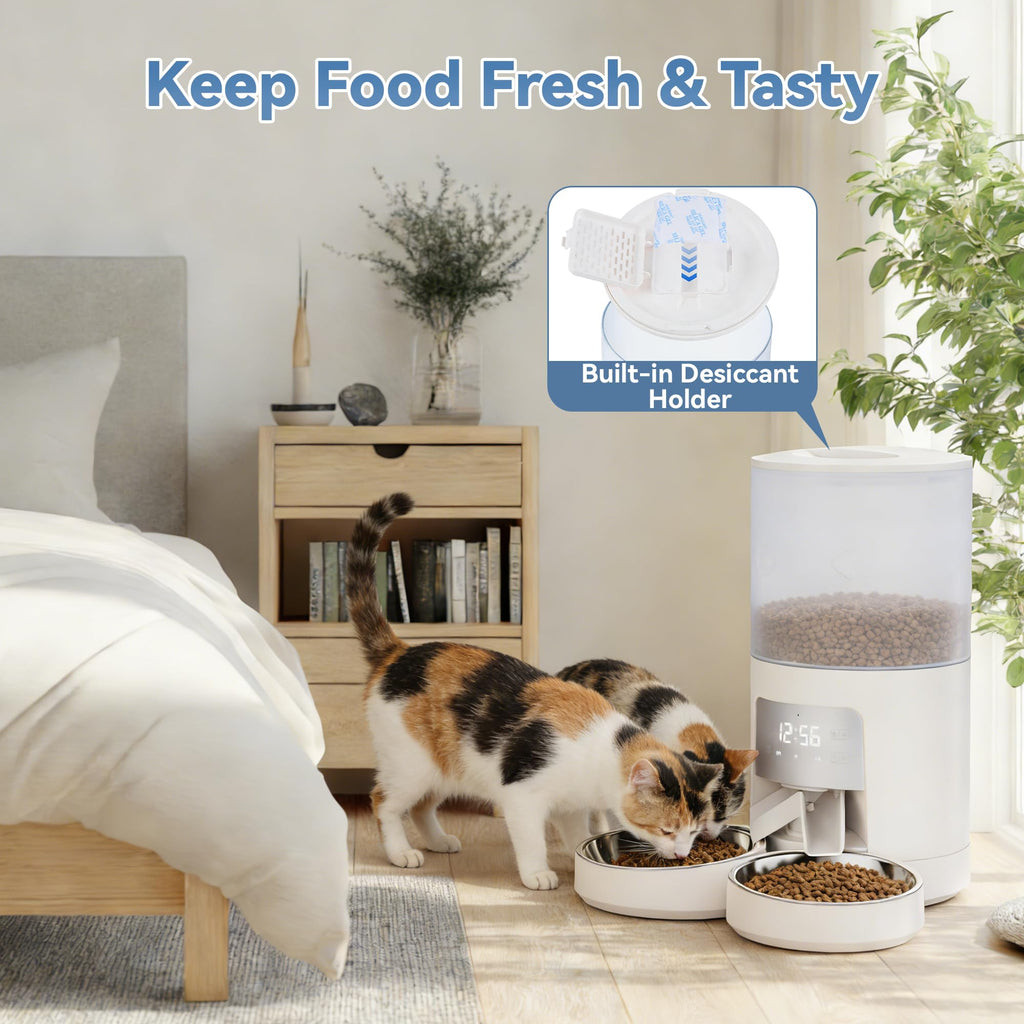 Automatic Cat Feeder for 2 Cats, 6L White U89861