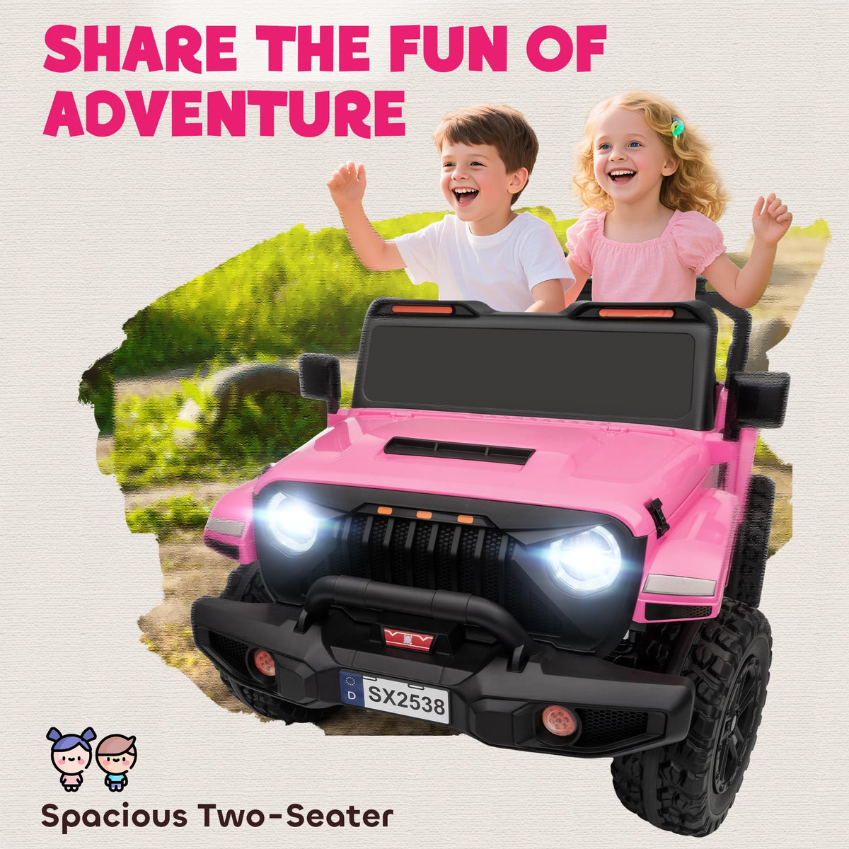 24V 2-Seater Kids Ride on Truck Car Pink O370
