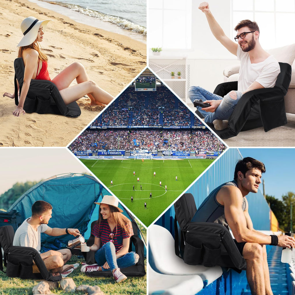 2 Pack Portable Folding Stadium Seats with Back Support and Cushion L893358