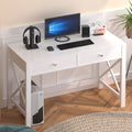 White Home Office Desk with Drawers N15012