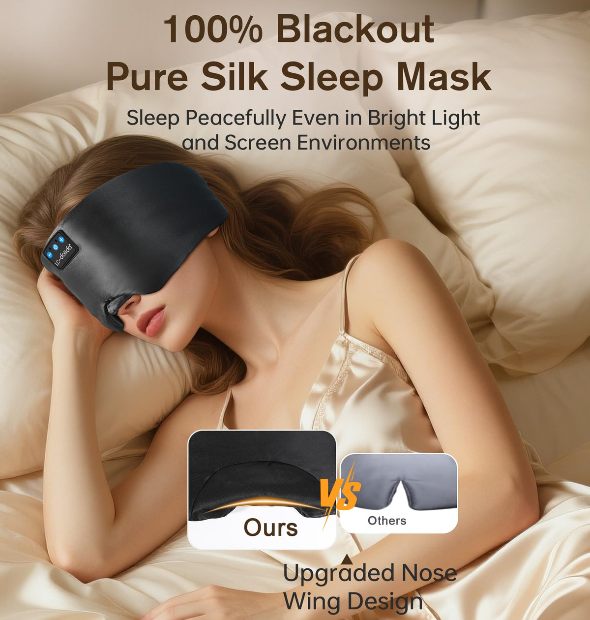 Silk Soft Sleep Mask with Bluetooth Black U9209
