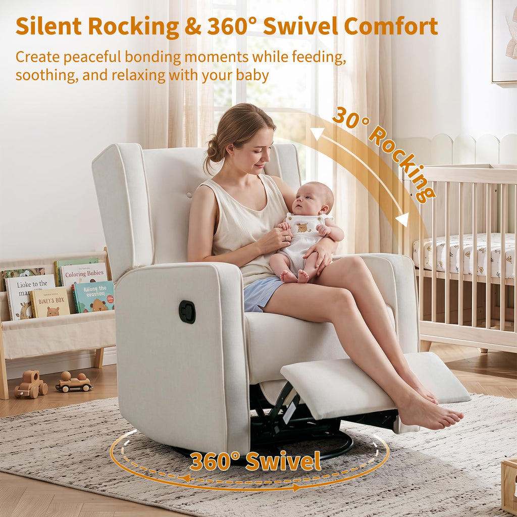White Swivel Rocker Recliner Chair X69087