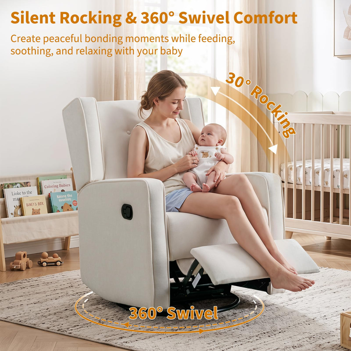 White Swivel Rocker Recliner Chair X69087