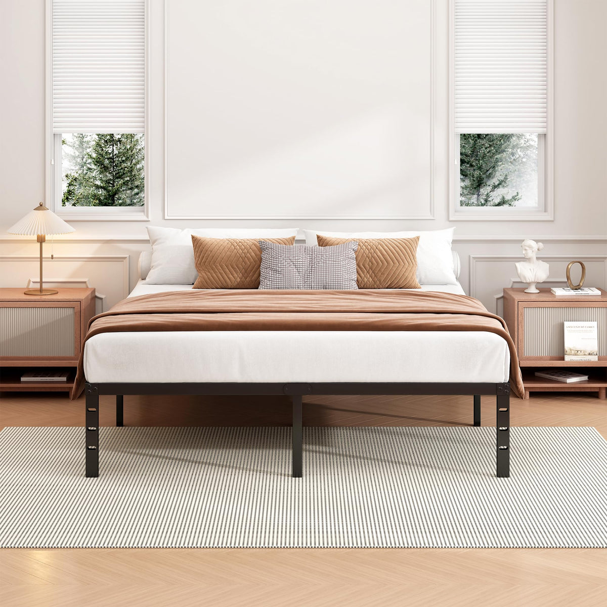 18 Inch Full Bed Frame with Under Bed Storage, Black K523628