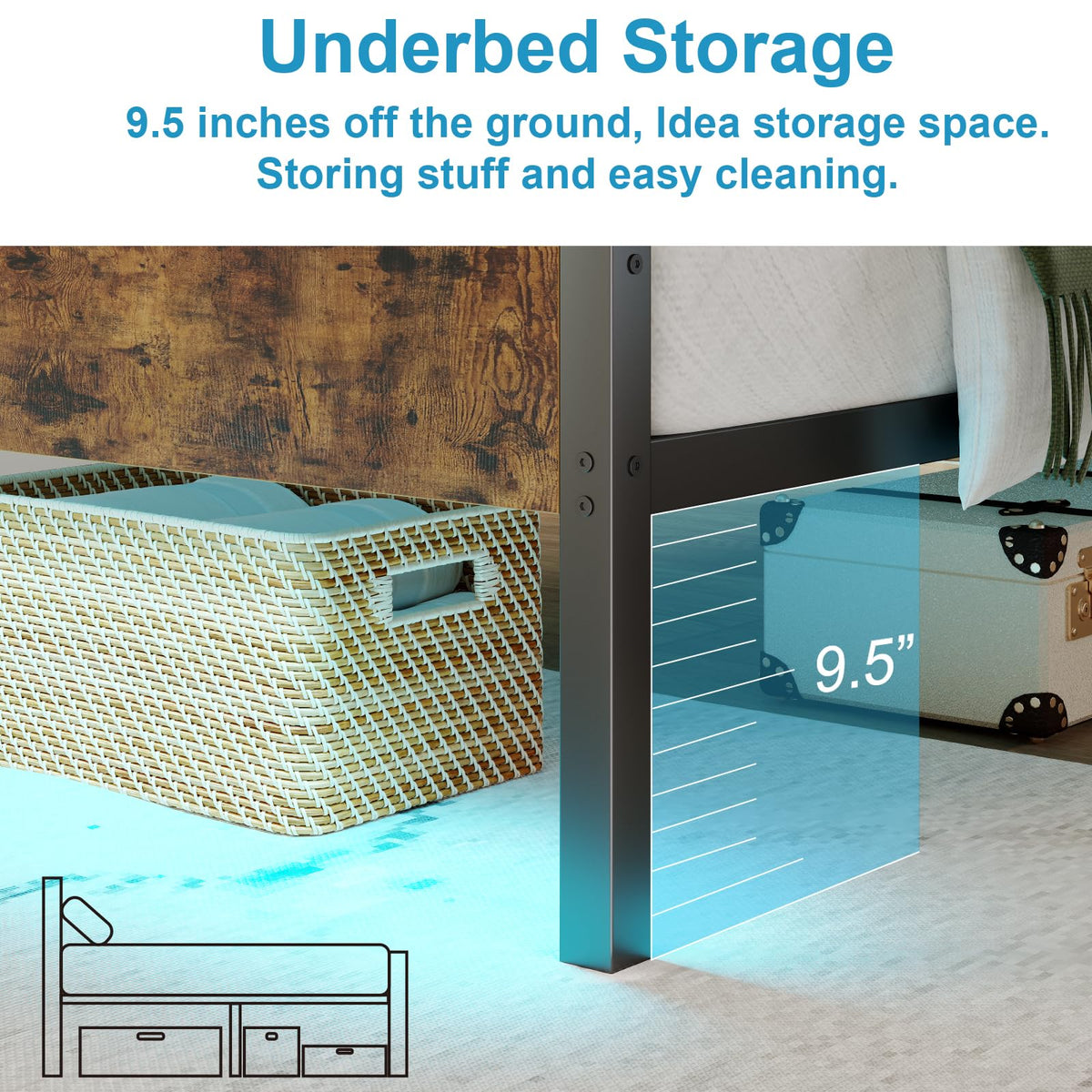 Twin Size Bed Frame with LED Light & Charging Station I977577