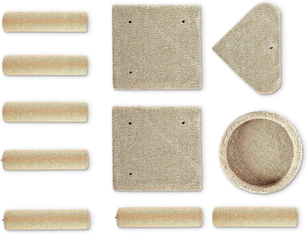 Beige Multi-Level Cat Tree Tower with Scratching Posts D6318