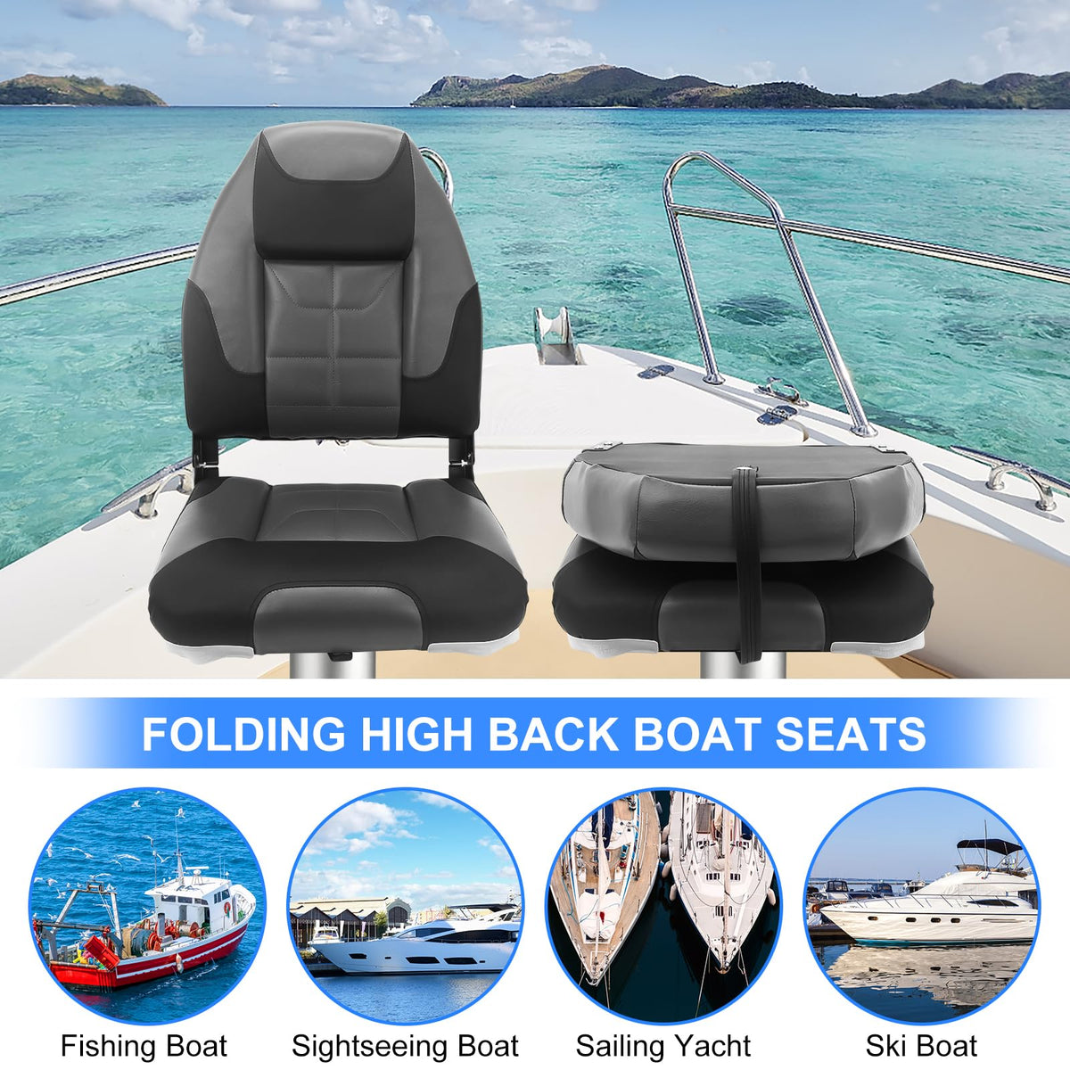 High Back Folding Boat Seat 2 Pack Y57266