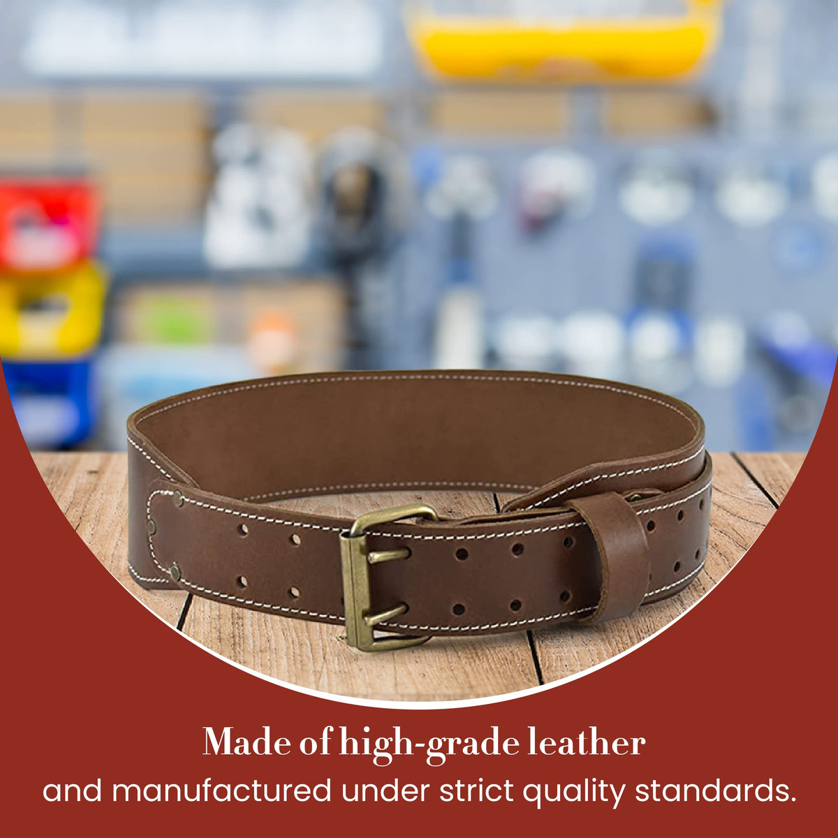 3" Wide Tapered Full-Grain Leather Work Belt F49023