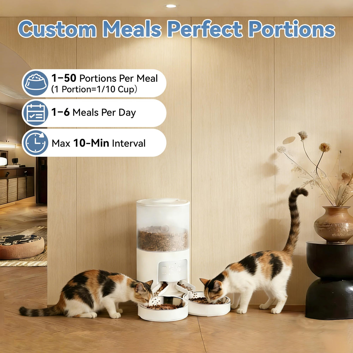 Automatic Cat Feeder for 2 Cats, 6L White U89861