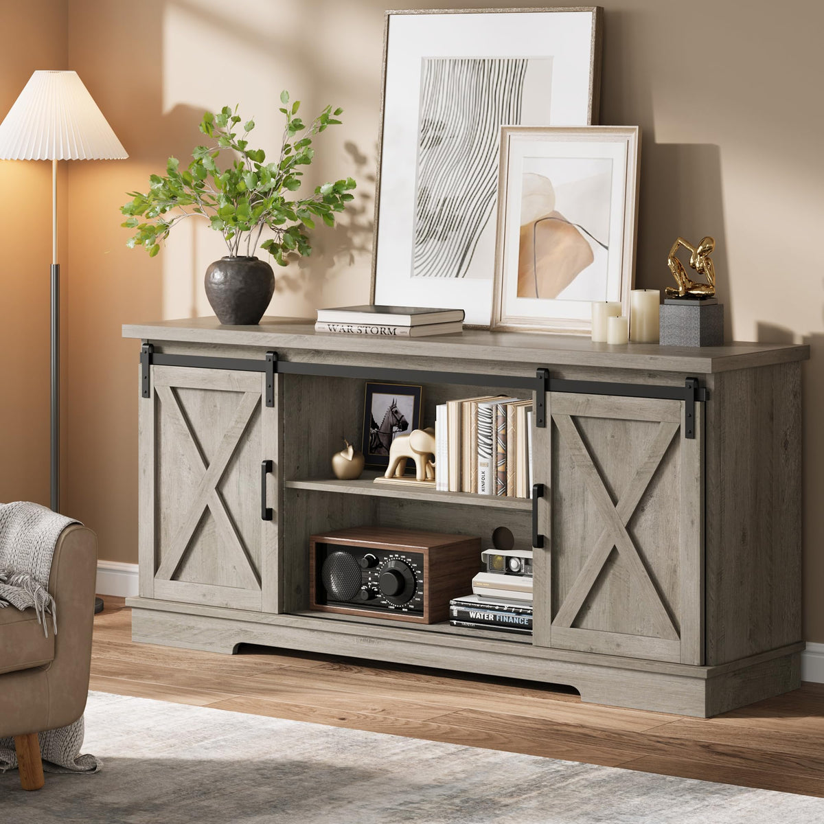 Farmhouse TV Stand and Entertainment Center C282849