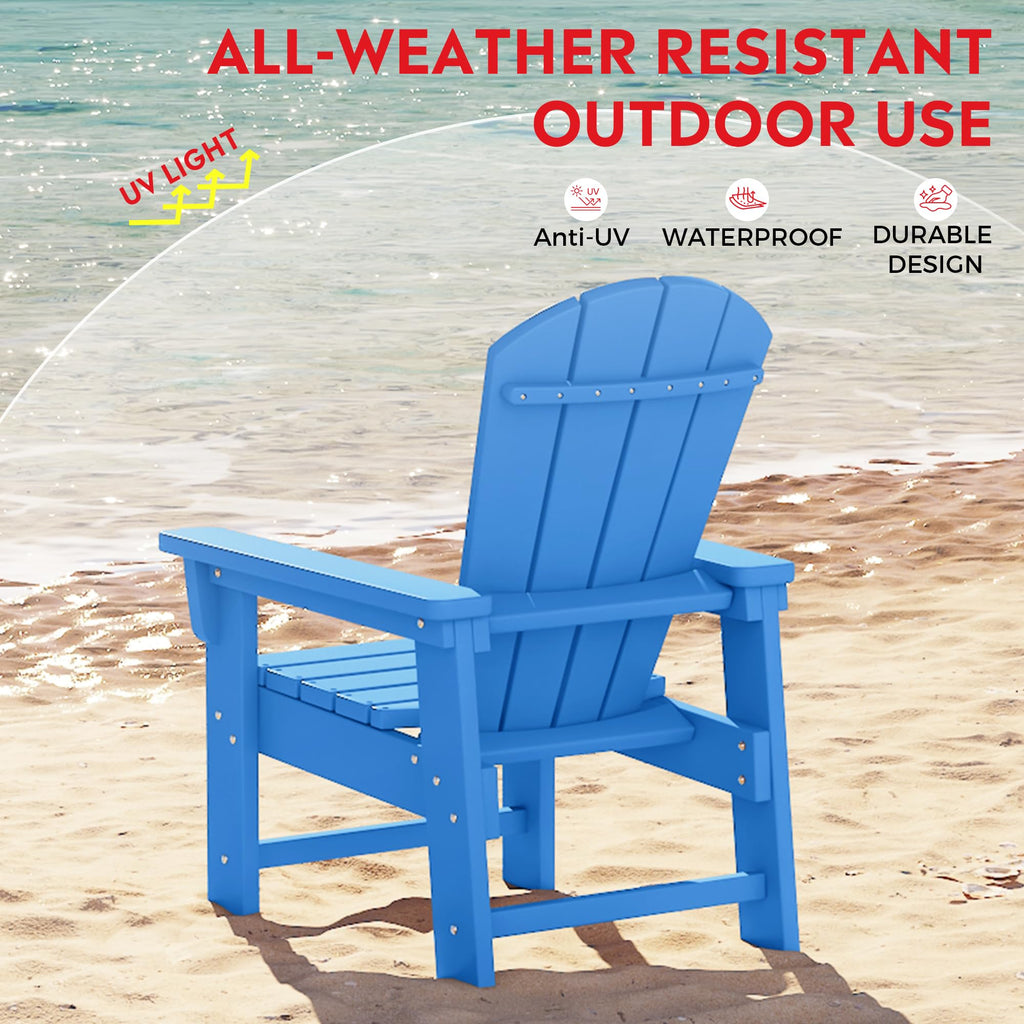 Kids Adirondack Chair Set of 4 Plastic Outdoor Pacific Blue L7068