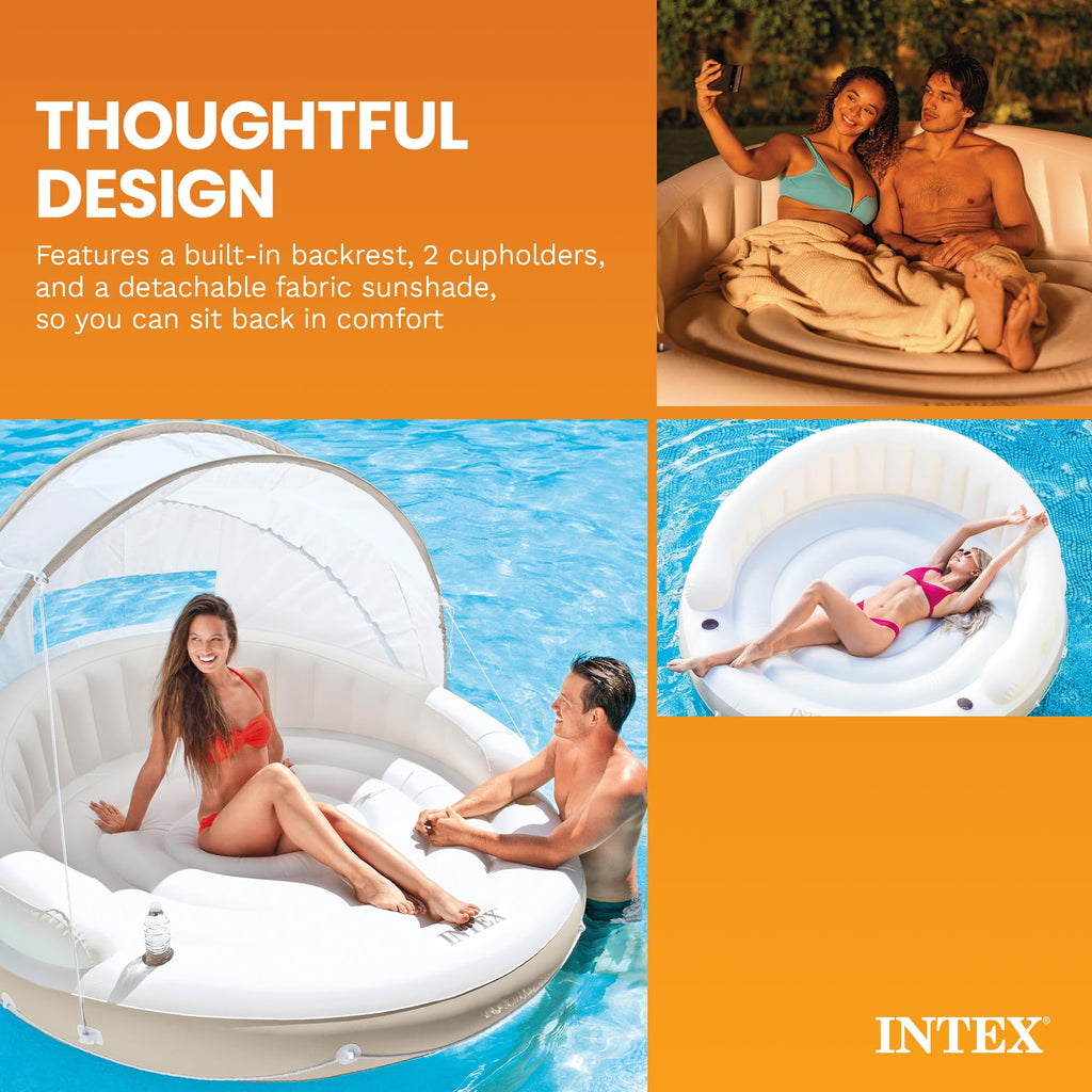 Inflatable Pool Float Lounge with Sunshade W847