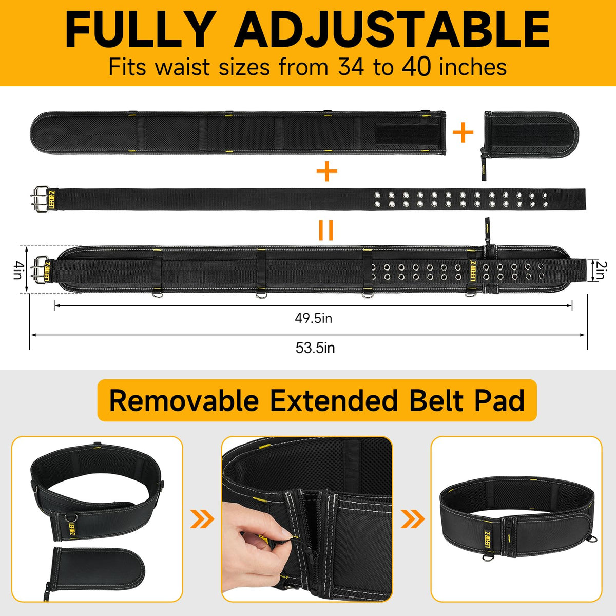 4-Inch Padded Heavy Duty Tool Belt with Suspenders H487971