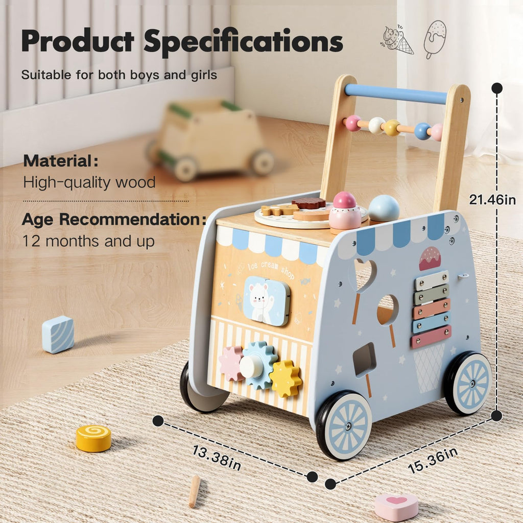 Wooden Baby Walker with Wheels U37674