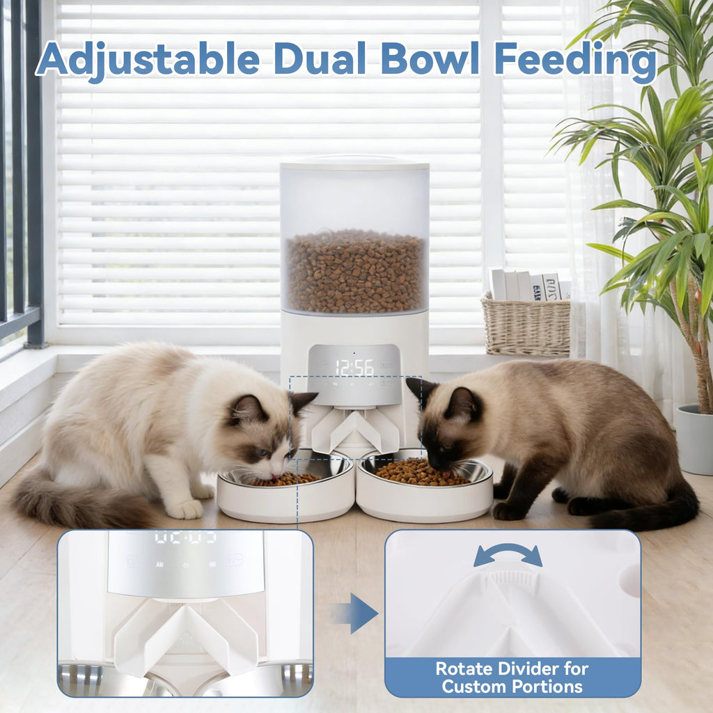 Automatic Cat Feeder for 2 Cats, 6L White U89861