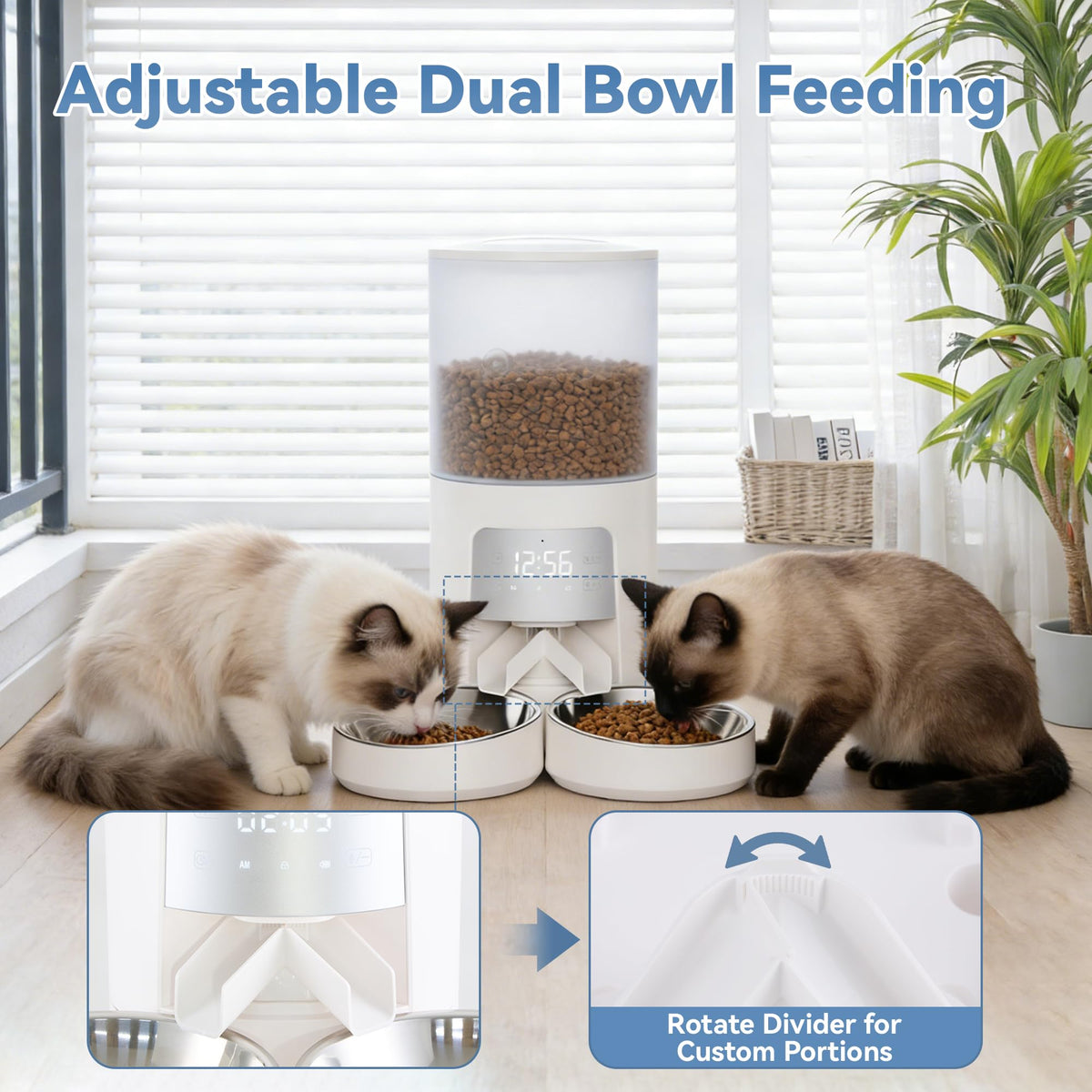 Automatic Cat Feeder for 2 Cats, 6L White U89861
