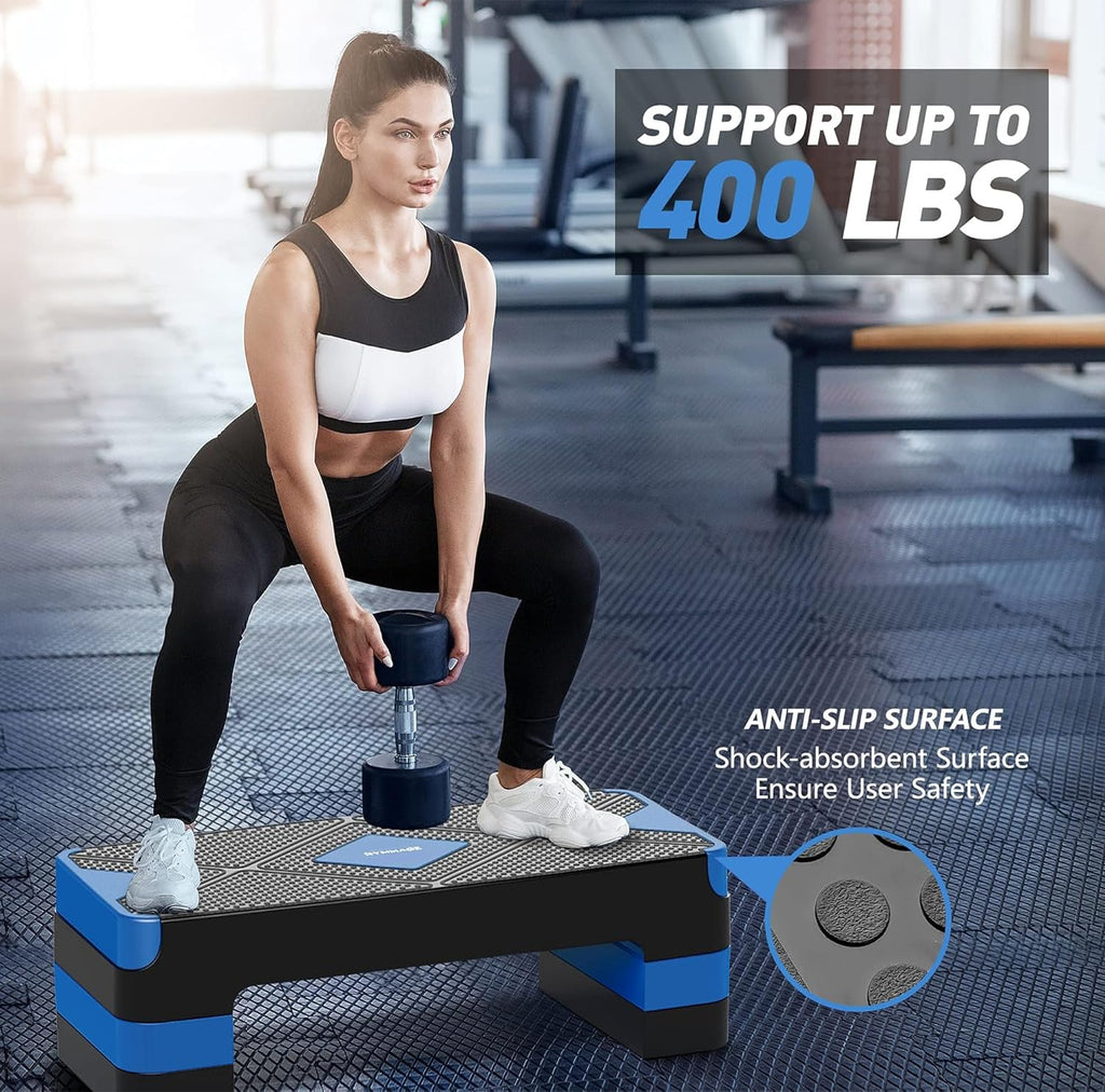Adjustable Aerobic Exercise Step with 4” 6” 8” Risers M5106