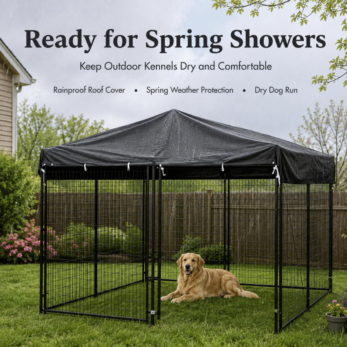 10x10 FT Heavy Duty Waterproof Dog Kennel Cover T4254