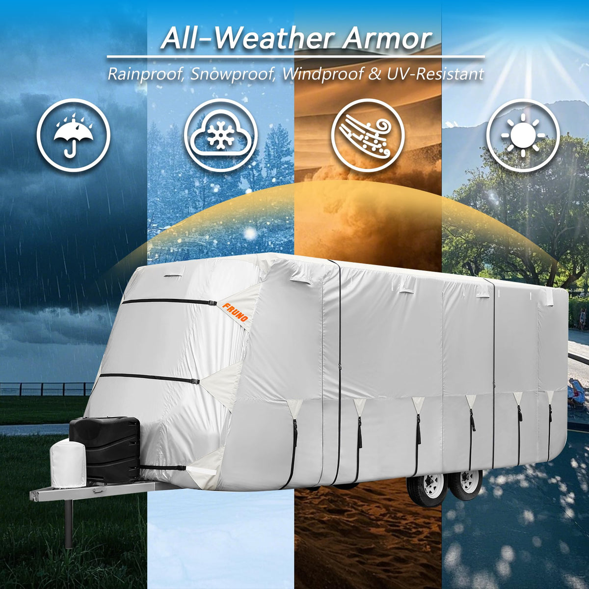 Oxford Fabric Waterproof Rip-Resistant Anti-UV Travel Trailer Cover 30'-33' W1178