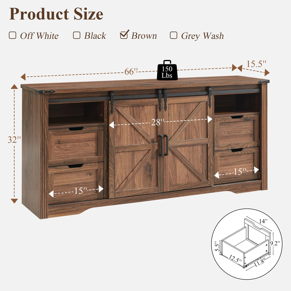 66" TV Stand with 4 Drawers Z930