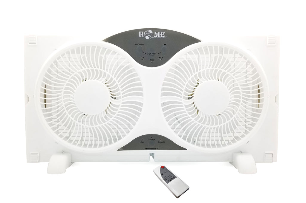 9" Twin Window Fan 3 Speed with Remote Control, White A8399