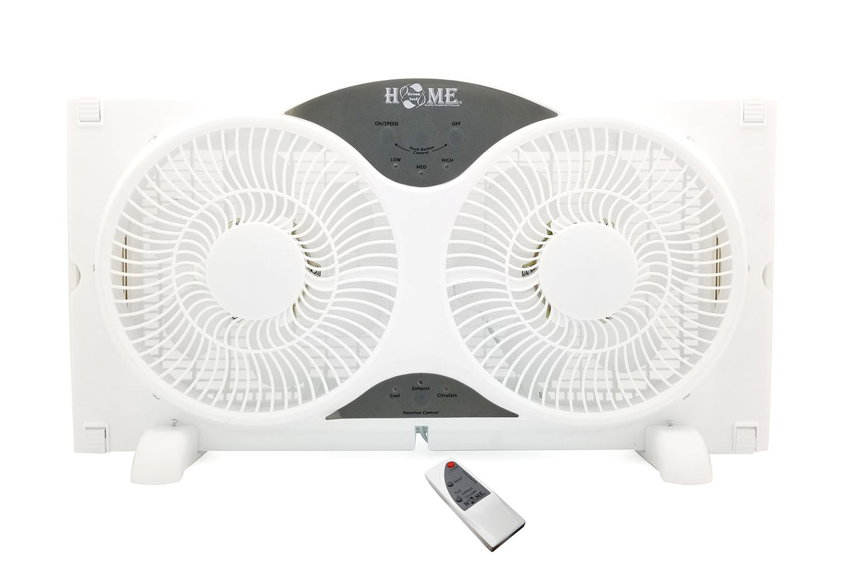 9" Twin Window Fan 3 Speed with Remote Control, White A8399