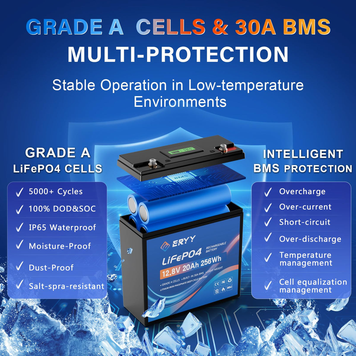 12V 20AH LiFePO4 Lithium Battery with 30A BMS Z4211