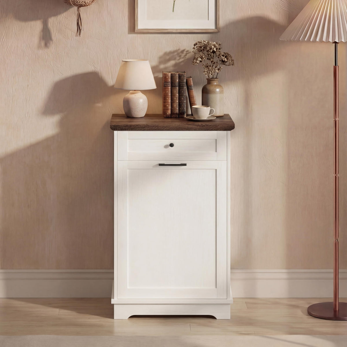 Double Tilt Out Trash Cabinet for 10 Gallon Trash Cans, Antique White Q790481