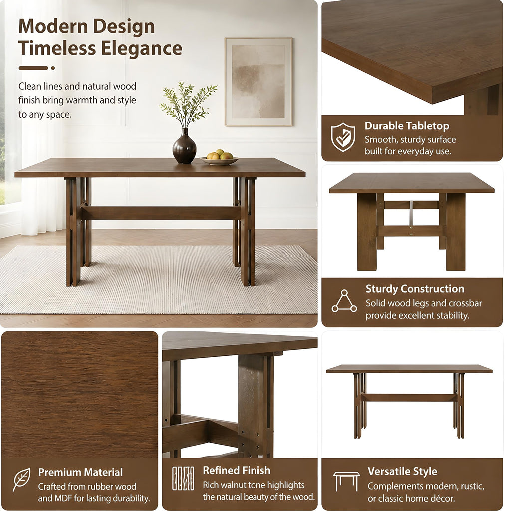 7-Piece Rubber Wood Dining Table Set with Chairs N5931