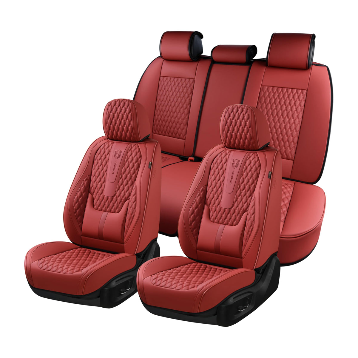 Red Full Set Nappa Leather Car Seat Covers Z9842