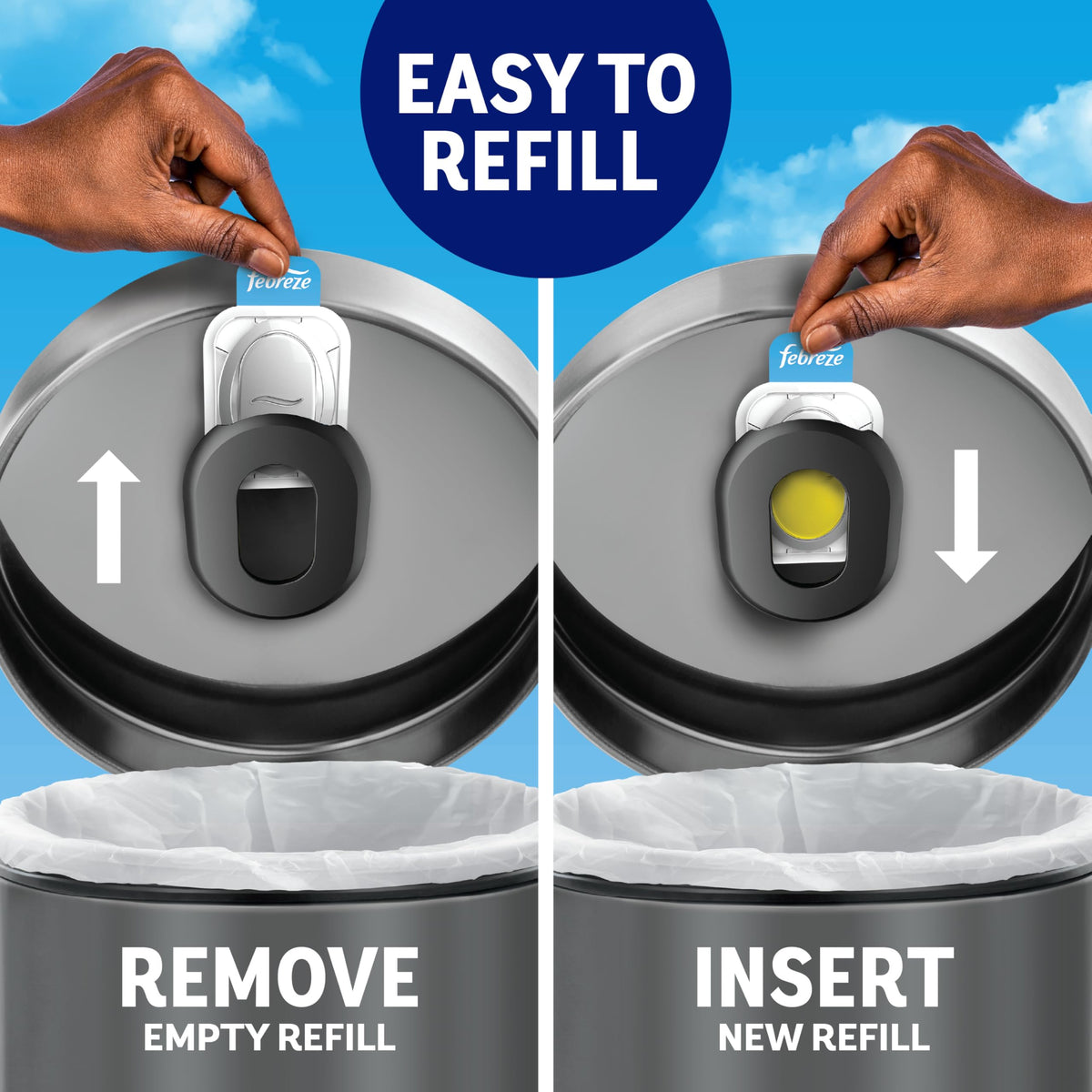 Can Air Freshener Stick-On Deodorizer, 2 Holders + 2 Refills I9559