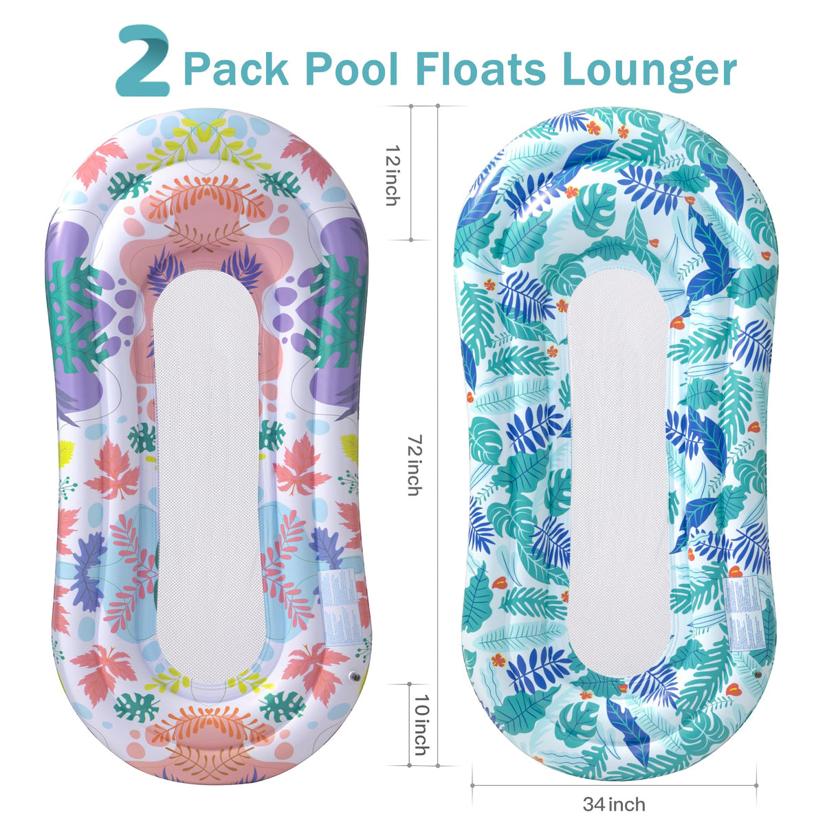 2 Pack Inflatable Pool Floats Lounger B7869