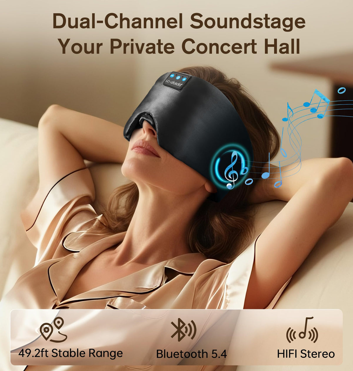 Silk Soft Sleep Mask with Bluetooth Black U9209