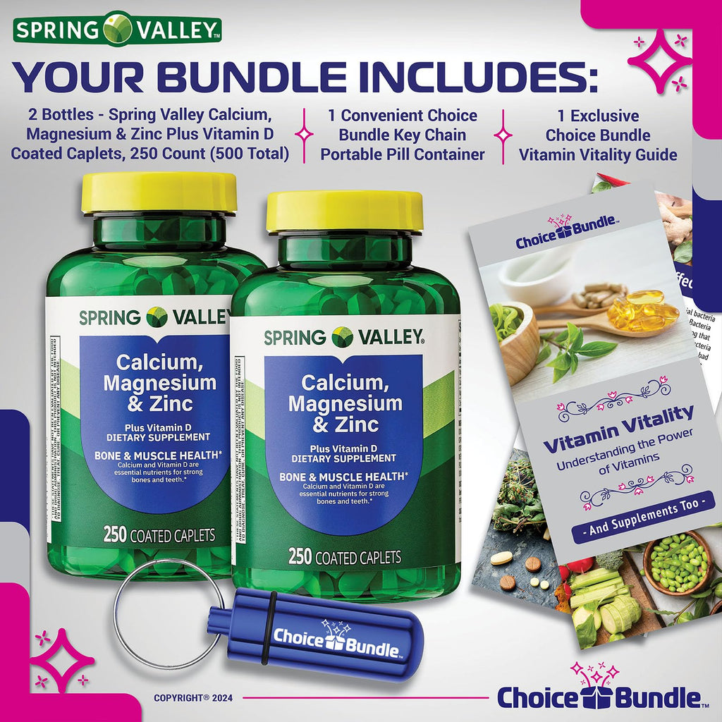 Calcium Magnesium Zinc Plus Vitamin D Caplets 250 Ct 2 pk D789