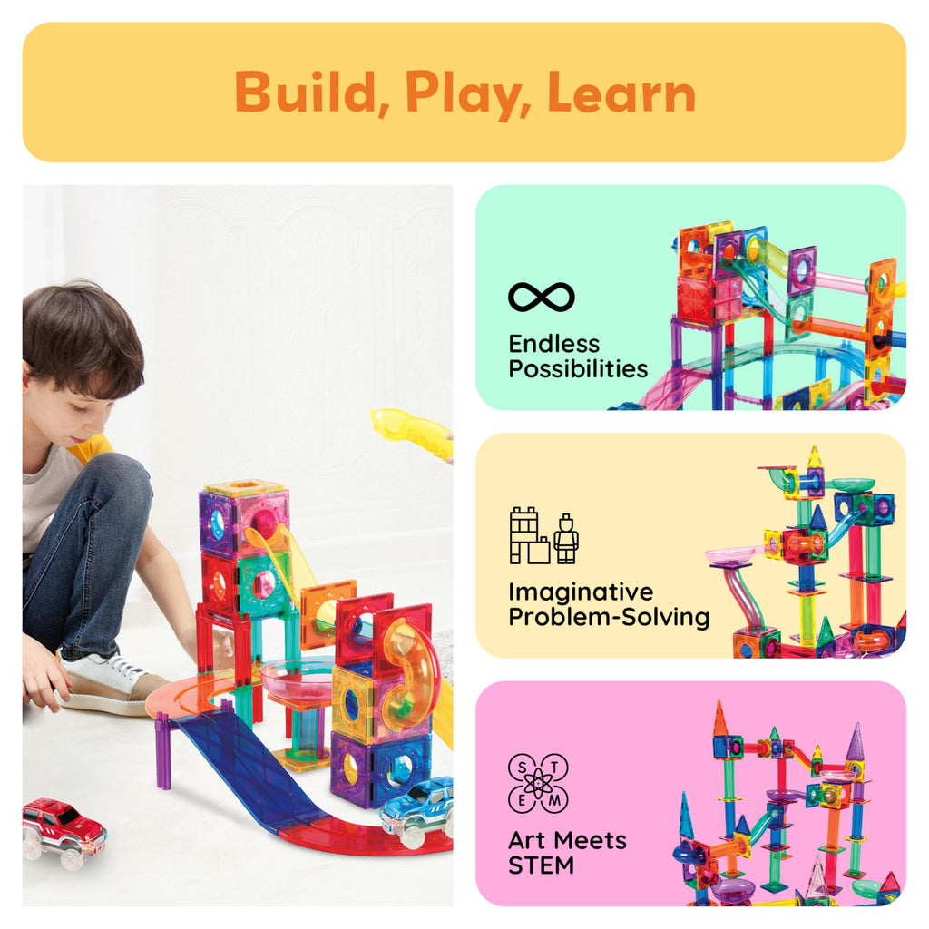 108 Piece Marble Run Race Track Set with LED Cars X2846