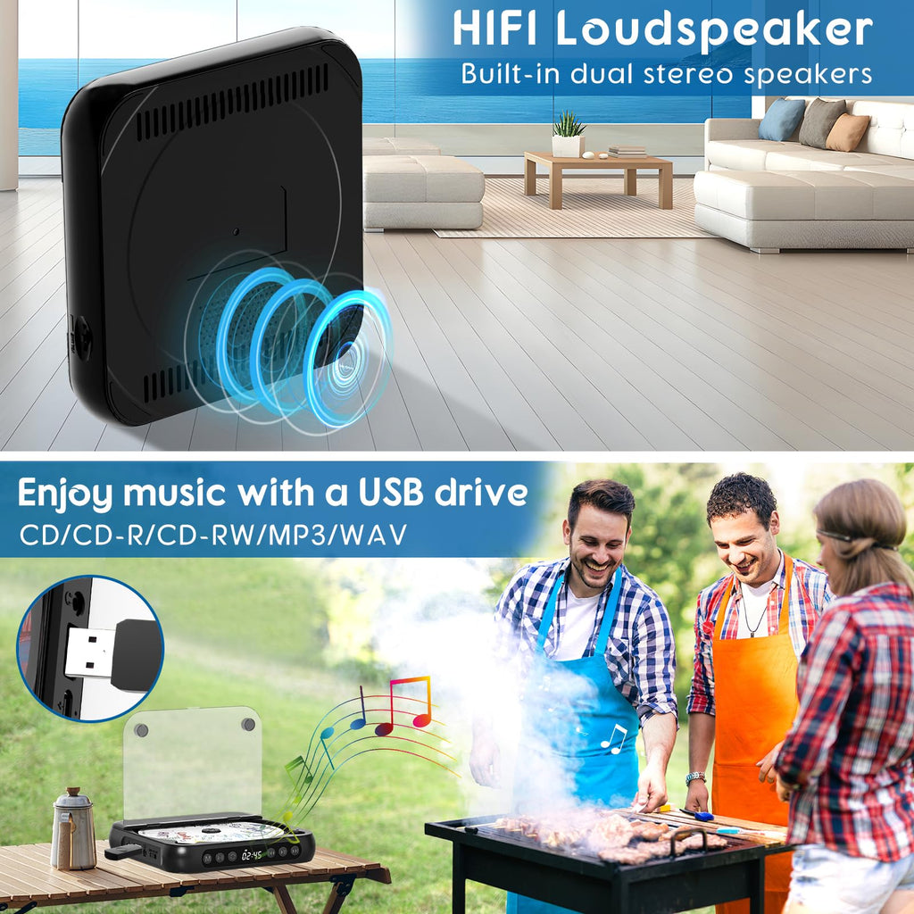 Black Portable Bluetooth CD Player P620