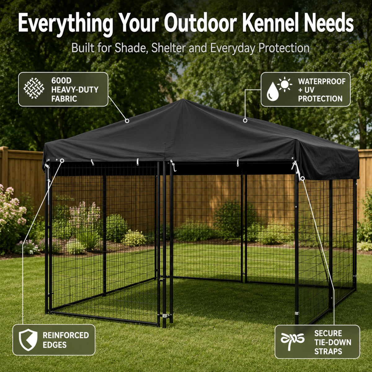 10x10 FT Heavy Duty Waterproof Dog Kennel Cover T4254