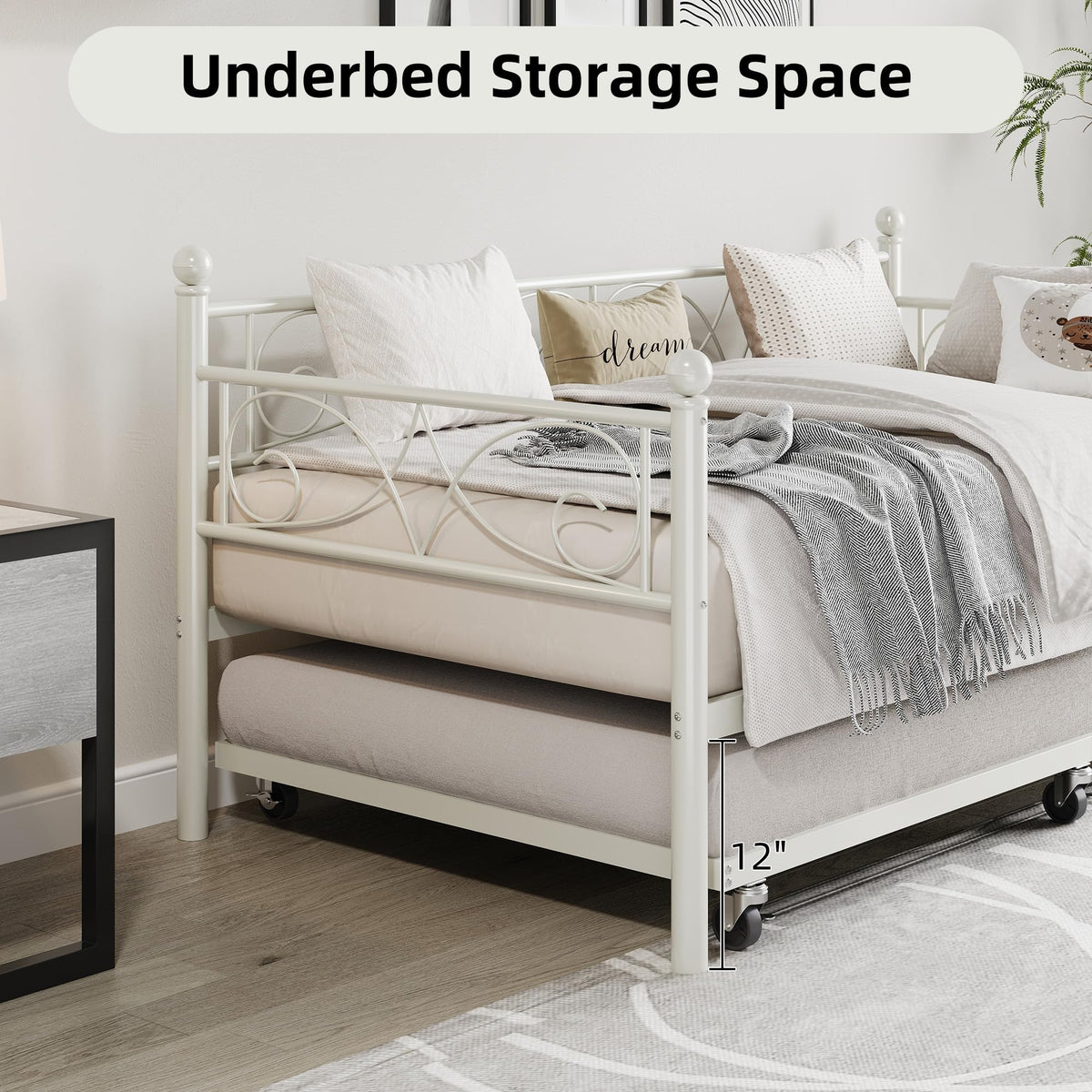 White Twin Daybed with Trundle S3933