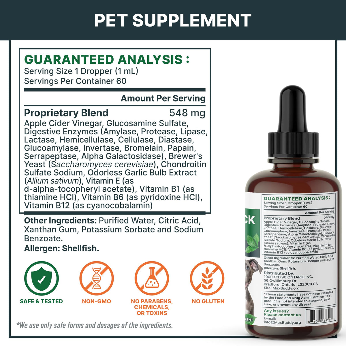 Natural Flea and Tick Oral Supplement Drops for Dogs and Cats S482