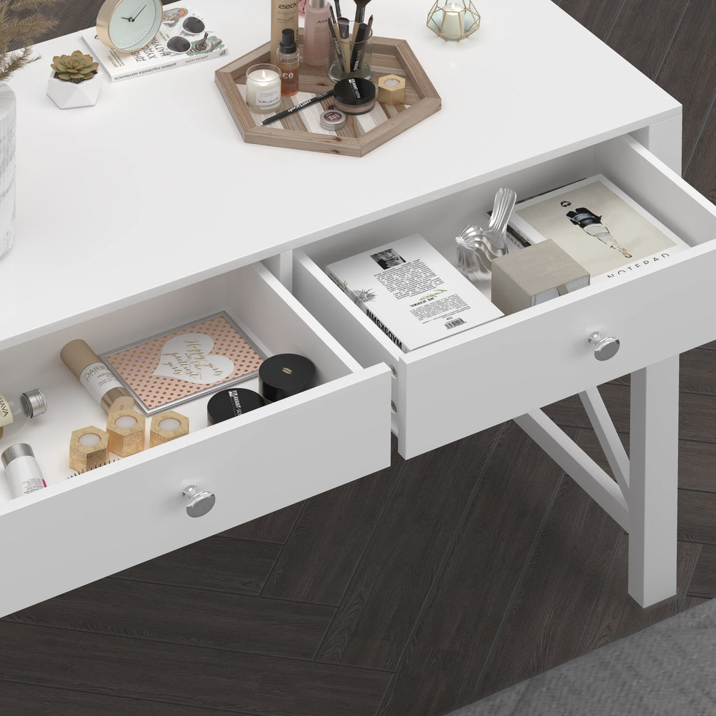 White Home Office Desk with Drawers N15012
