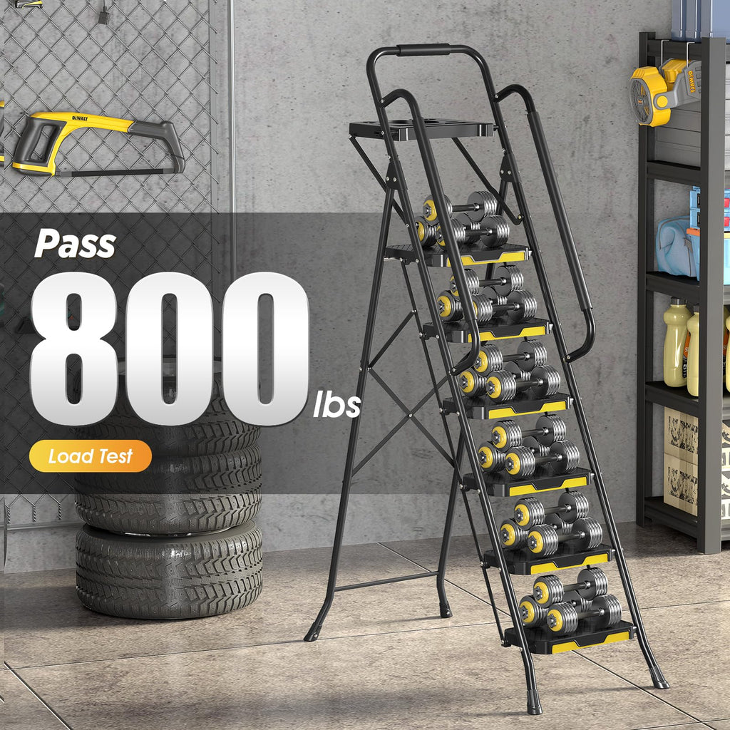 Steel Step Ladder with Handrail P640