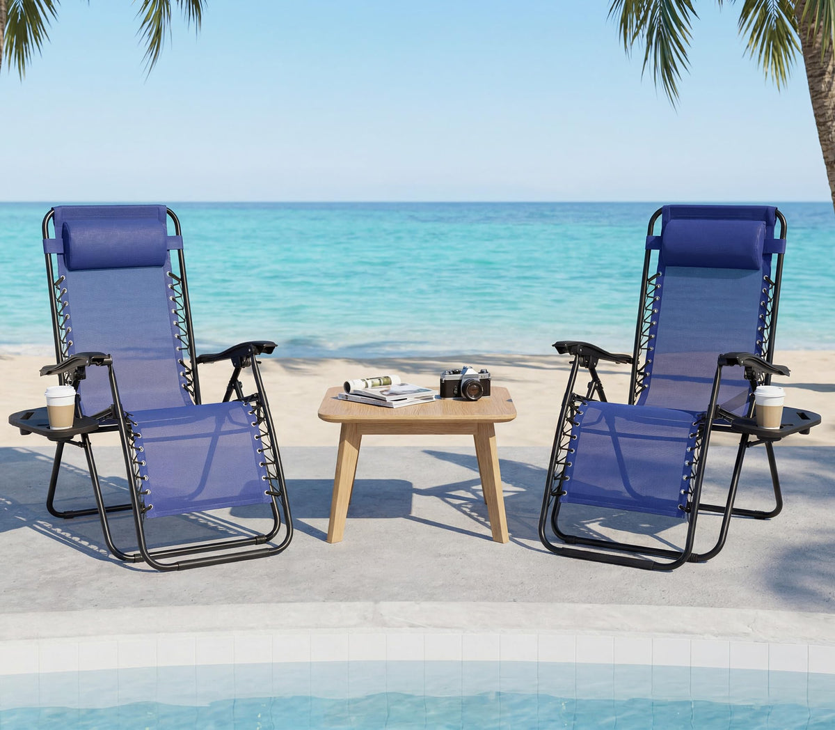 Oversized Blue Zero Gravity Chair Set of 2 C210