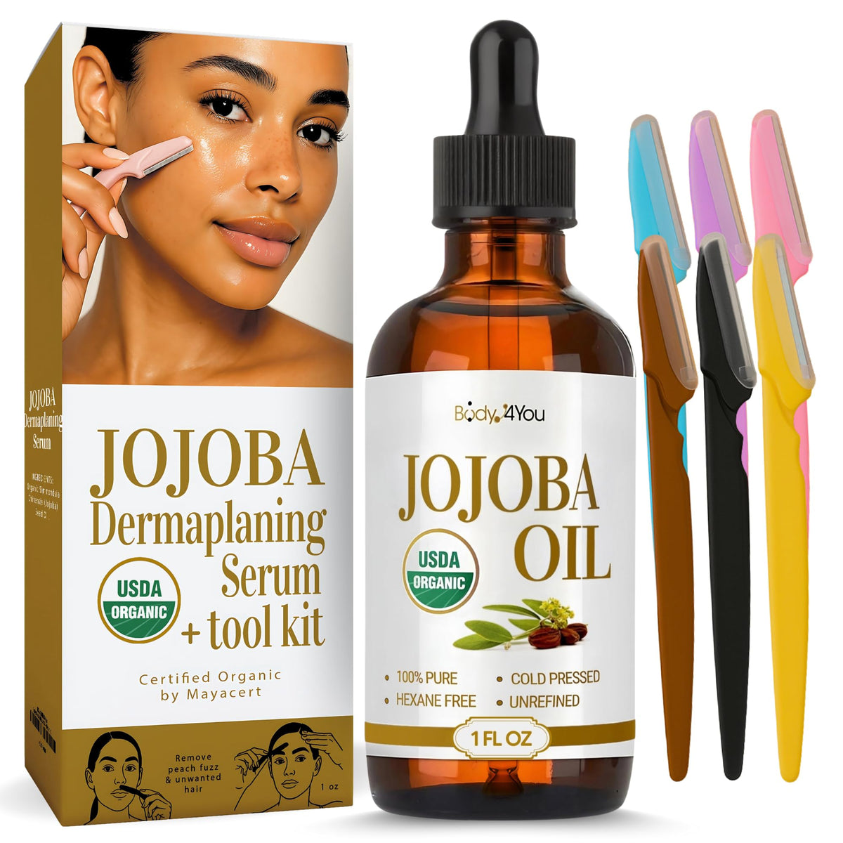 Organic Jojoba Oil 6PC Dermaplane Razors 1 Fl Oz E4982