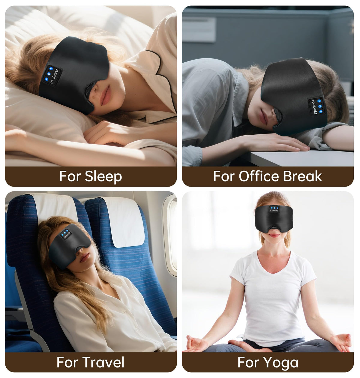Silk Soft Sleep Mask with Bluetooth Black U9209