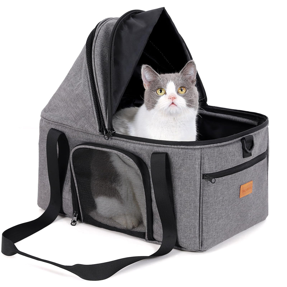 Top-Expandable Cat Carrier with Semi-Open Canopy R23003